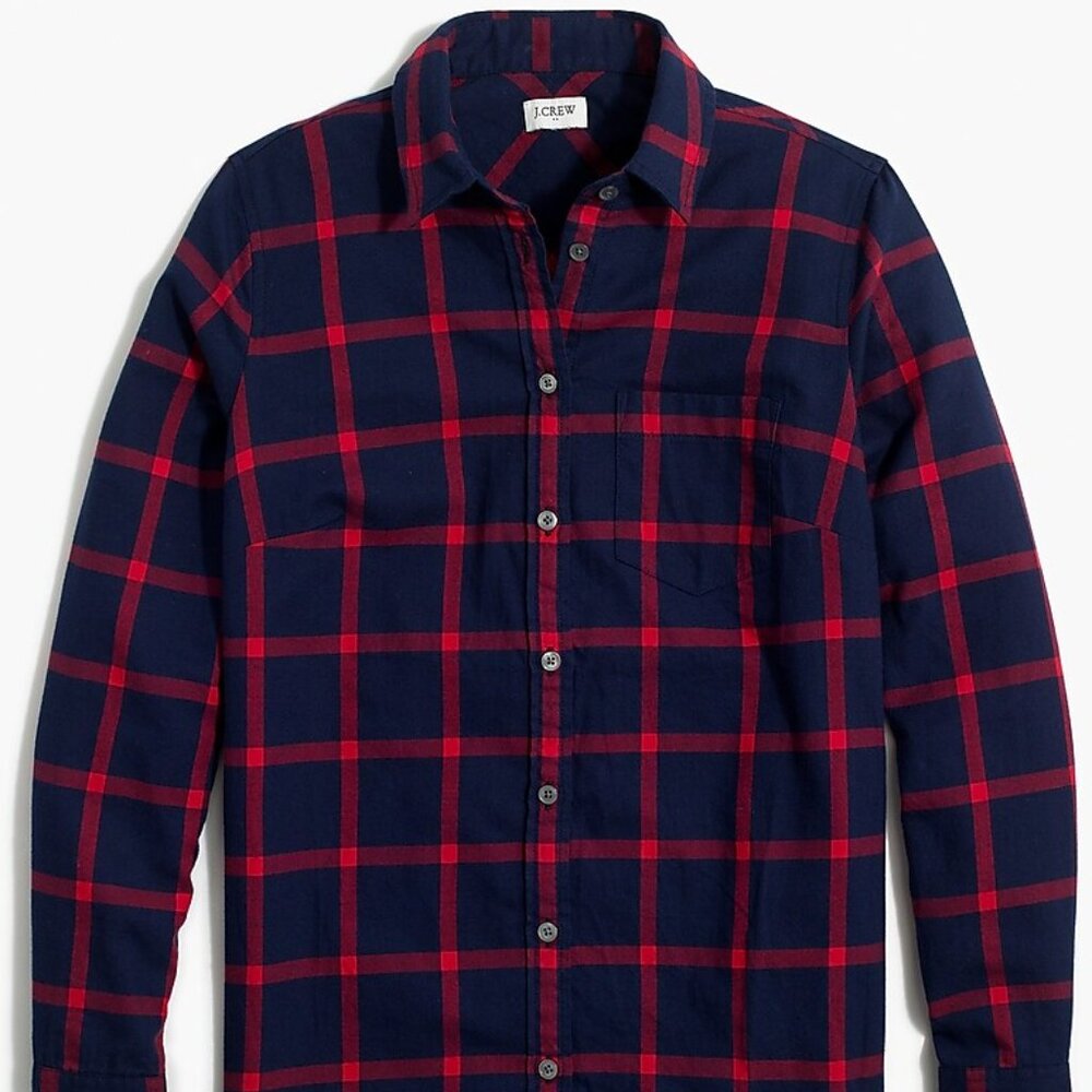J.Crew Factory Women's Plaid Flannel Button Down Shirt